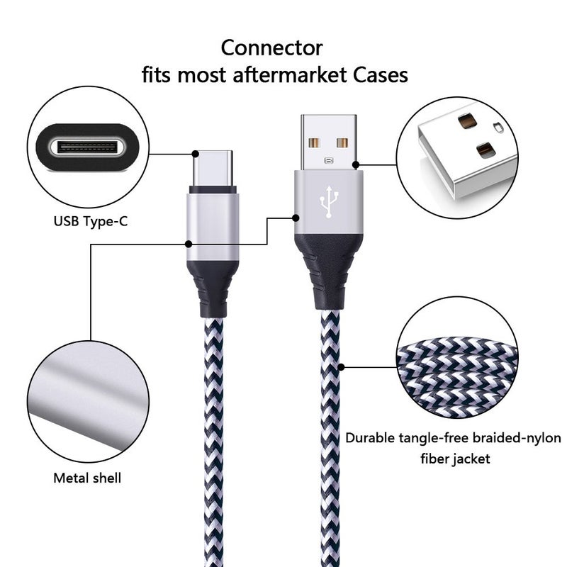 FiveBox 5Pack 6FT USB Type C Cable Phone Charger Fast Charging Cord Compatible Motorola Razr, Edge, 2025 2024 2023, Moto G10 G9 G8 G7 Power Plus Play, G Power/Stylus, G6 X4 Z4 Z3 Z2 Z Play Force Droid - Image 2